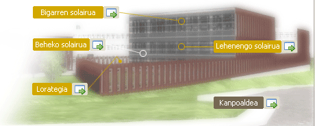 Batzar Nagusien eraikina, bertako hainbat puntutarako estekekin  Kanpoaldea hautatuta