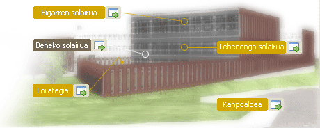 Batzar Nagusien eraikina, bertako hainbat puntutarako estekekin  Beheko solairua hautatuta
