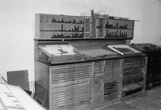 Puesto de trabajo tradicional del cajista-tipógrafo