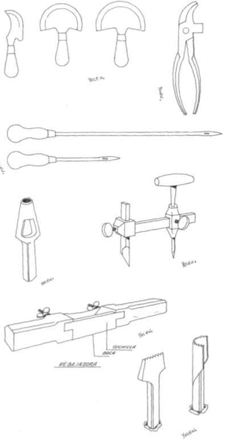 Once herramientas utilizadas por los guarnicioneros
