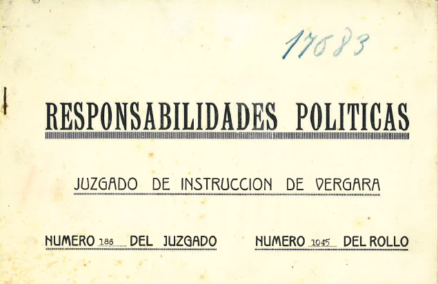 Irudian erantzukizun politikoen espediente baten burukoa ikusten da, Bergarako lehen auzialdiko epaitegikoa.