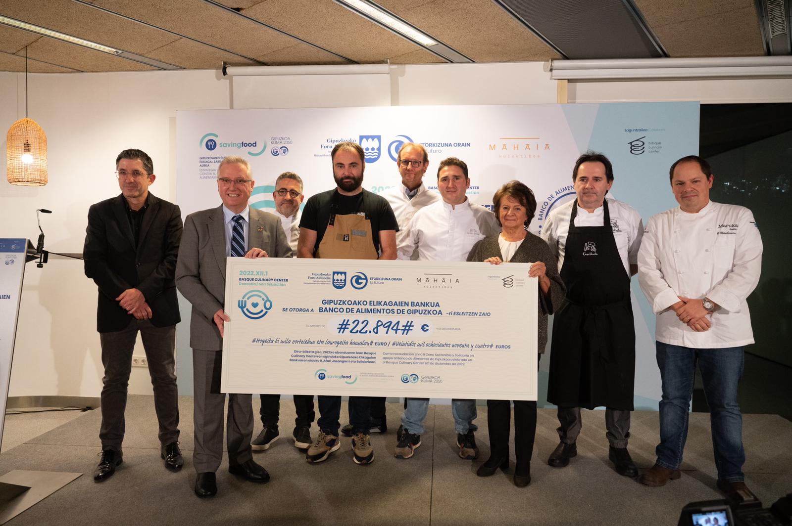 Diputación recauda 23.000 euros para el Banco de Alimentos de Gipuzkoa a través de una Cena Sostenible y Solidaria celebrada en Basque Culinary C...