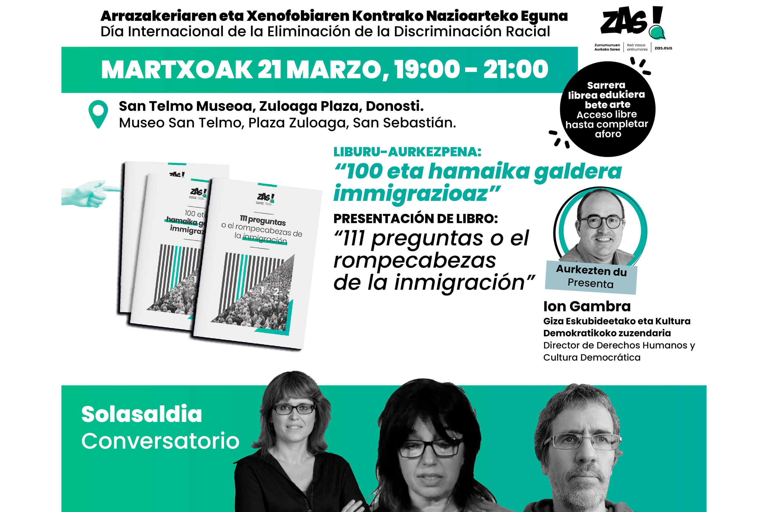 Foto de 
 21 de marzo: Presentación del libro "111 preguntas o el rompecabezas de la inmigración" de ZAS!
