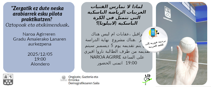 Hitzaldia: Zergatik ez dute neska arabiarrek esku pilota praktikatzen?