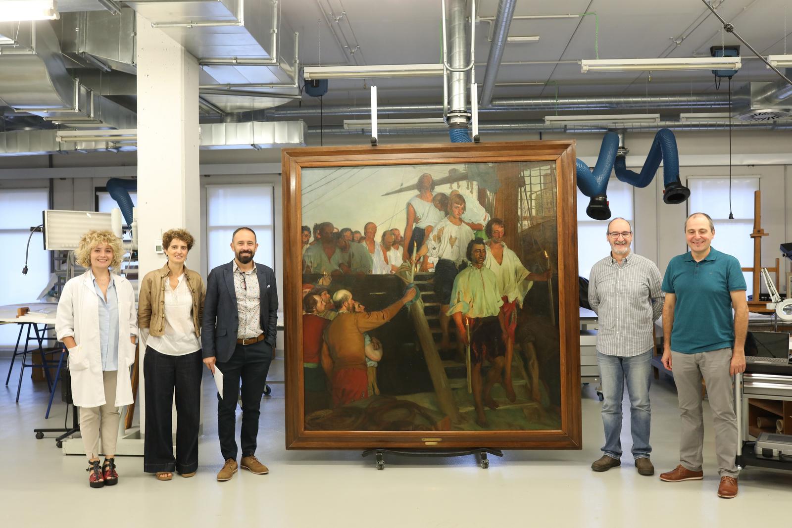 Gordailua restaura el cuadro de “La ofrenda de Elcano” del pintor Elías Salaverría