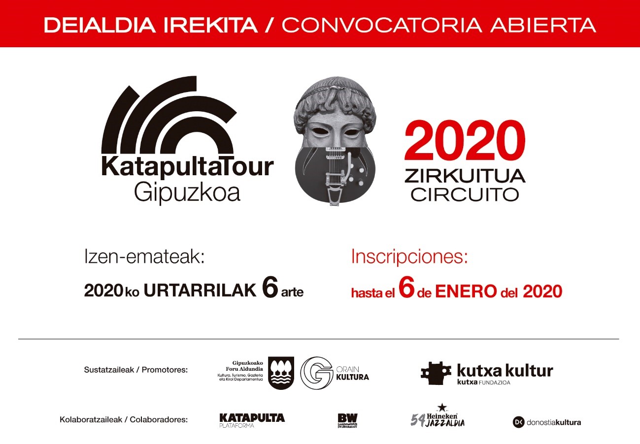Katapulta Tour Gipuzkoa lanza la convocatoria para el 2020 dirigida a artistas emergentes.