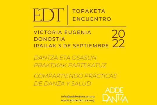 Foto de 
 EDT 2022: "Compartiendo prácticas de danza y salud", en Donostia el 3 de septiembre (inscripción abierta)