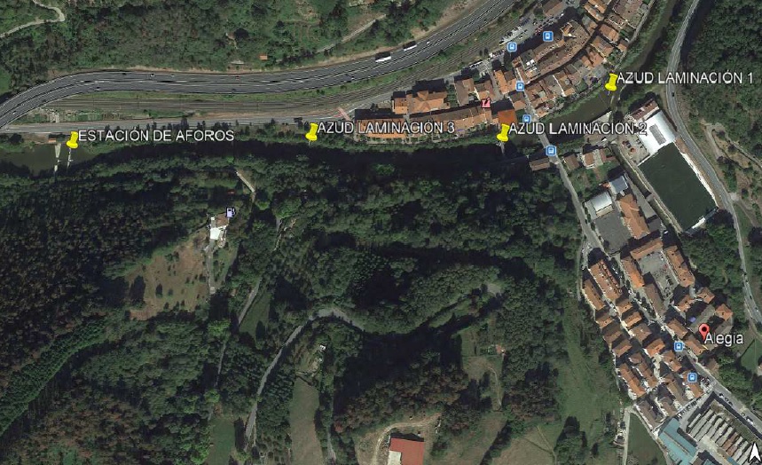 Permeabilización de la estación de aforos y de tres azudes en el río Oria, en Alegia