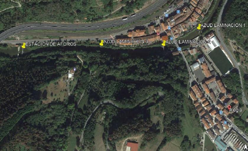 Permeabilización de la estación de aforos y de tres azudes en el río Oria, en Alegia